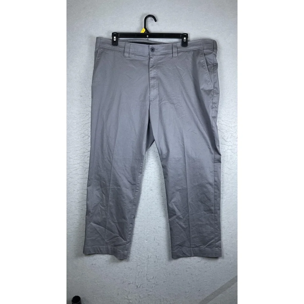 Oak Hill Pants Mens 44x28 Gray‎ Relaxed Fit Dress Slacks Big Tall Flat Front